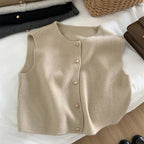 Women's Button Front Sweater Vest – Sleeveless Layering Knit Vest