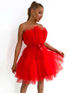 Women's Layered Tulle Party Dress – Festive Evening Occasion Dress