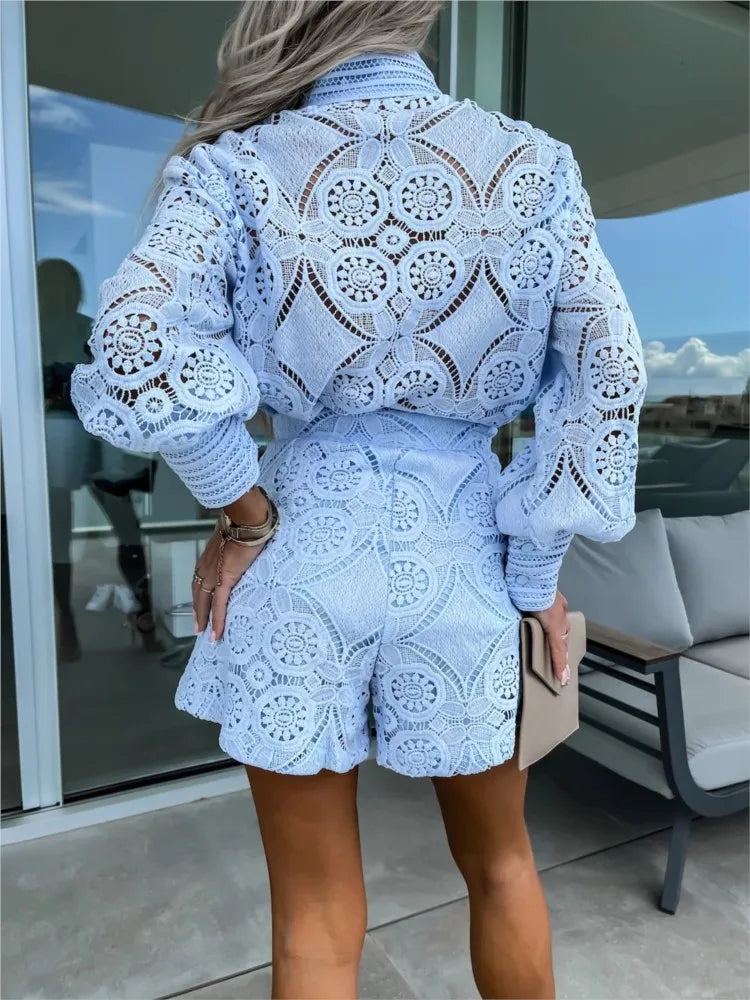Women's Lace Pants Set – Matching Two-Piece Set – Emery