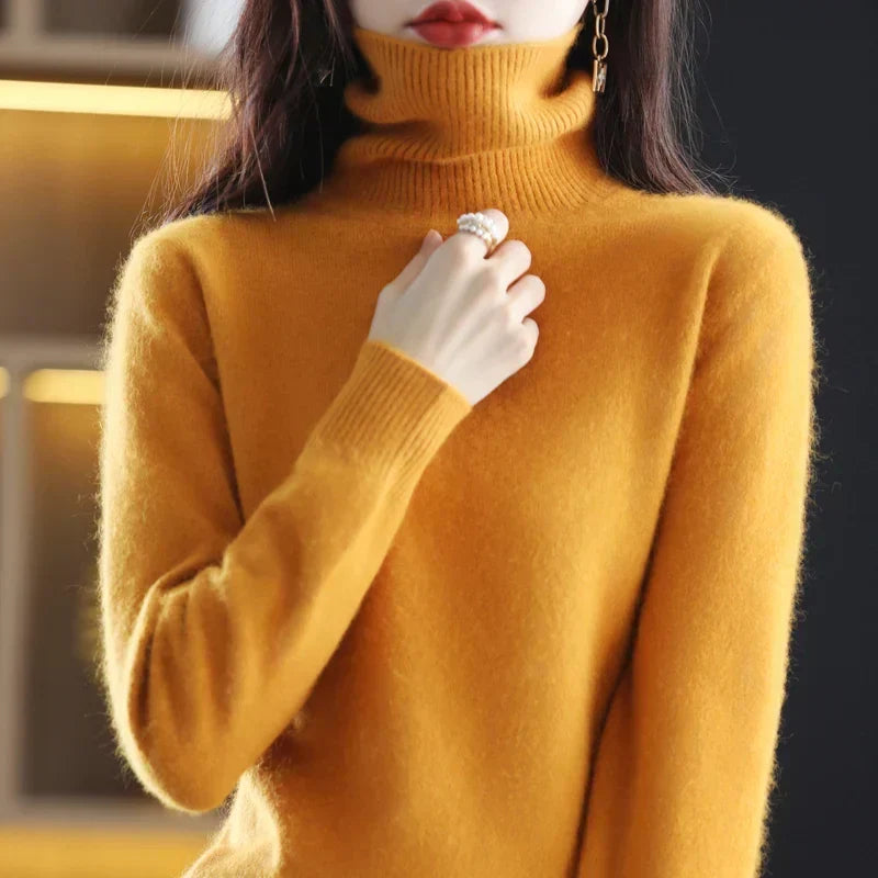 Women's Winter Turtleneck Sweater – Classic High Neck Knit Pullover