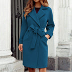 Women's Long Trench Coat – Button Front Winter Overcoat