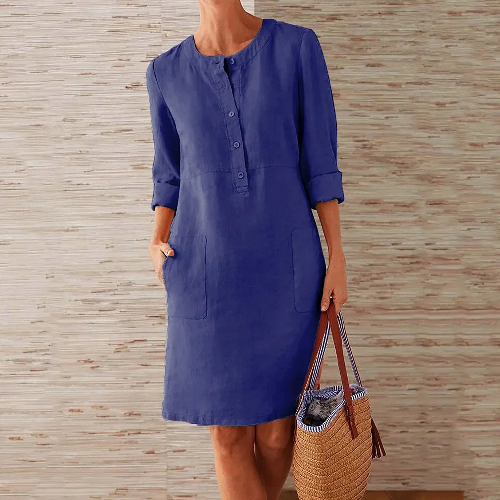 Women's Vintage Tunic Dress – Relaxed Printed Day Dress