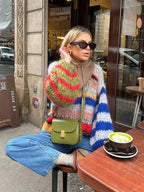 Women's Multicolor Knit Sweater – Pattern Knit Sweater – Zoe