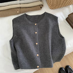 Women's Button Front Sweater Vest – Sleeveless Layering Knit Vest