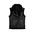 Women's Faux Leather Gilet – Fur Lined Sleeveless Winter Vest