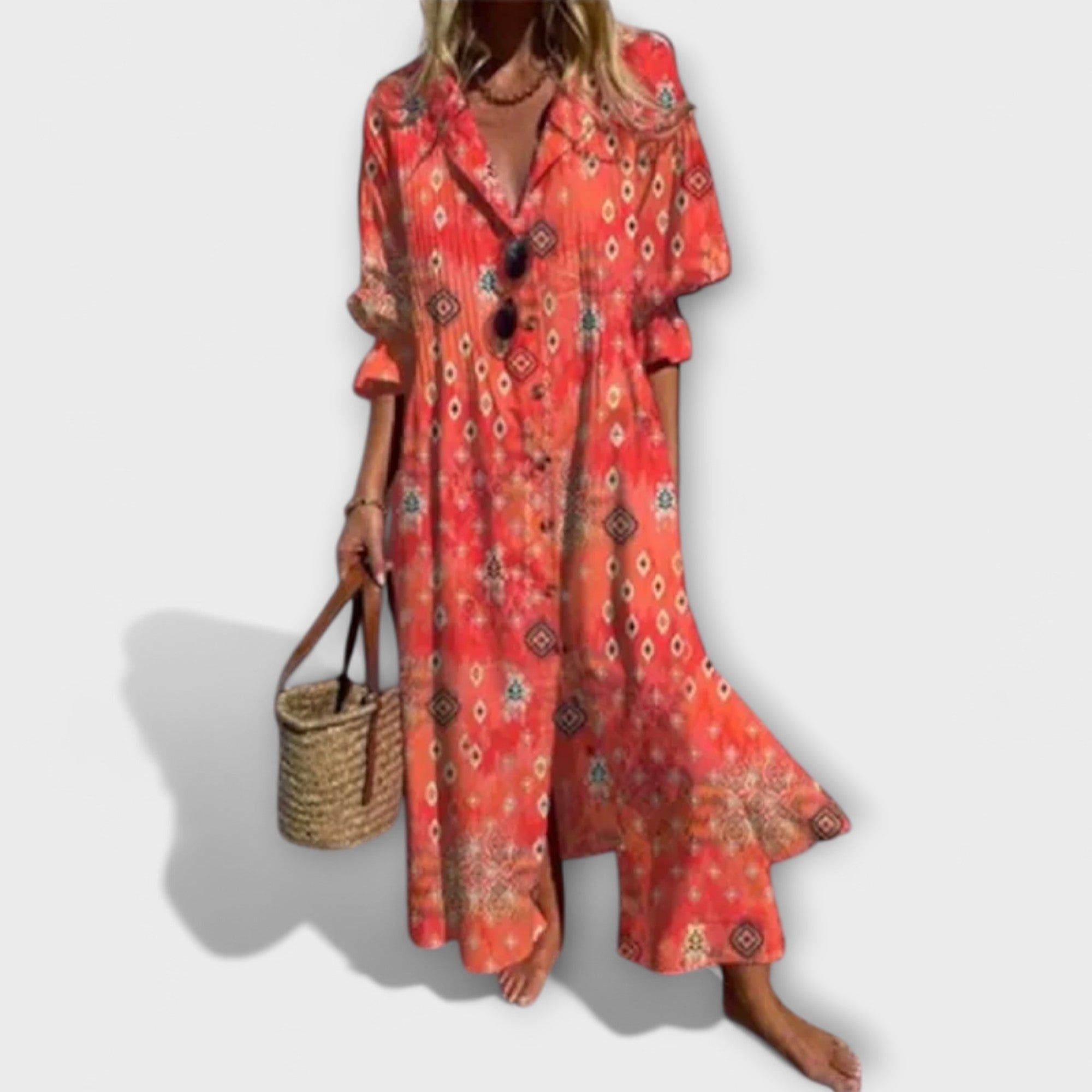 Women's Floral Maxi Dress – Relaxed Flowy Summer Dress