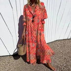 Women's Floral Print Maxi Dress – Pocket Flowy Summer Dress