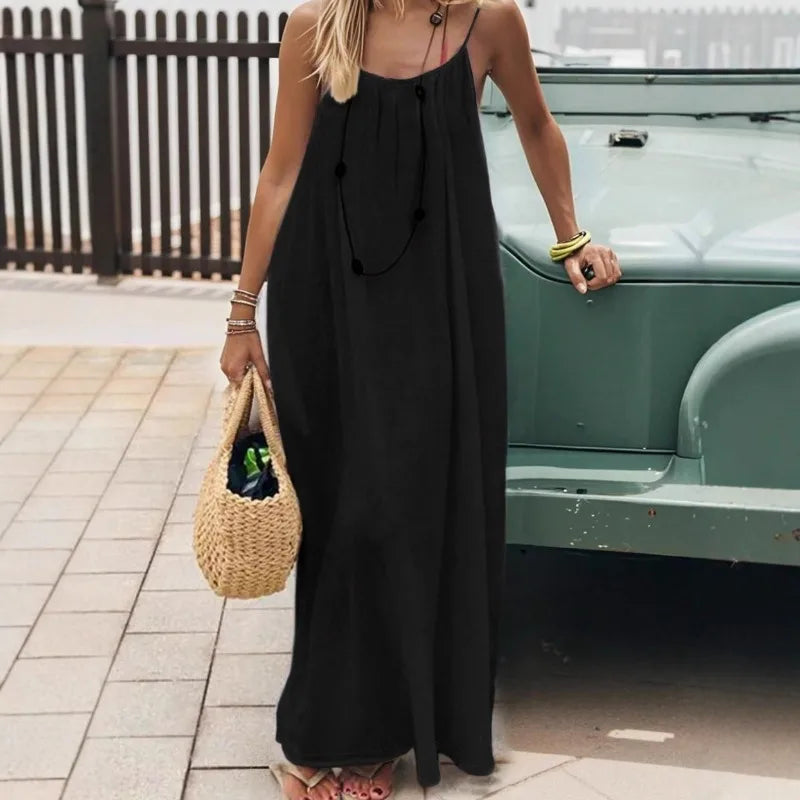 Women's Spaghetti Strap Dress – Flowy Sleeveless Summer Dress
