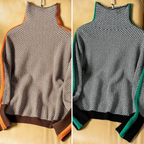 Women's Printed Turtleneck Sweater – Patterned High Neck Pullover