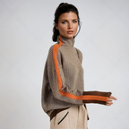 Women's Printed Turtleneck Sweater – Patterned High Neck Pullover