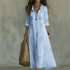 Women's Floral Shirt Dress – Roll Sleeve Relaxed Flowy Dress
