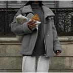 Women's Oversized Winter Jacket – Collared Pocket Cold Weather Coat
