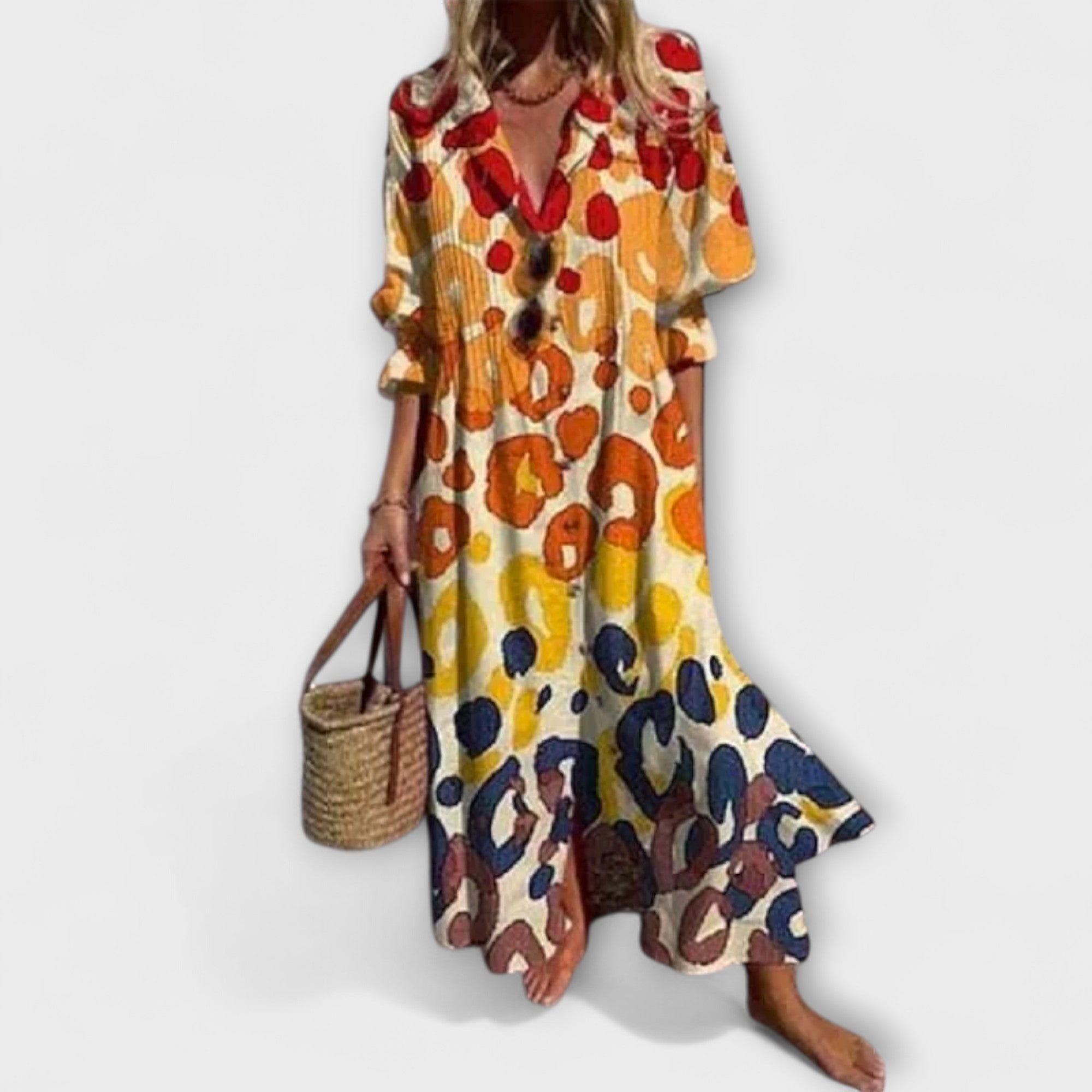 Women's Floral Maxi Dress – Relaxed Flowy Summer Dress