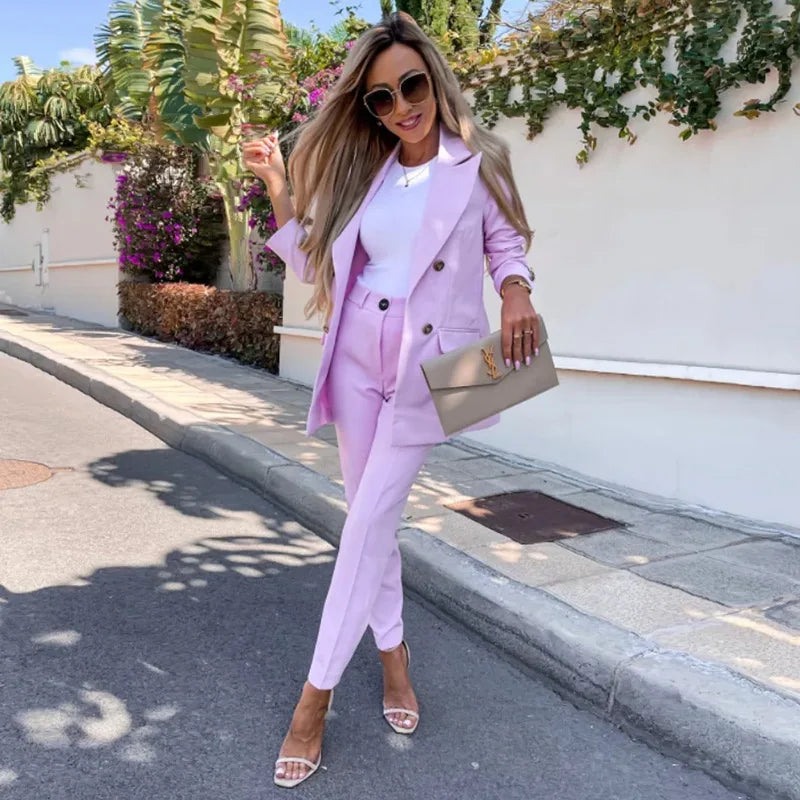 Women's Asymmetrical Two-Piece Set – Statement Top & Wide Leg Pants