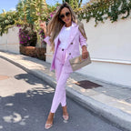 Women's Asymmetrical Two-Piece Set – Statement Top & Wide Leg Pants