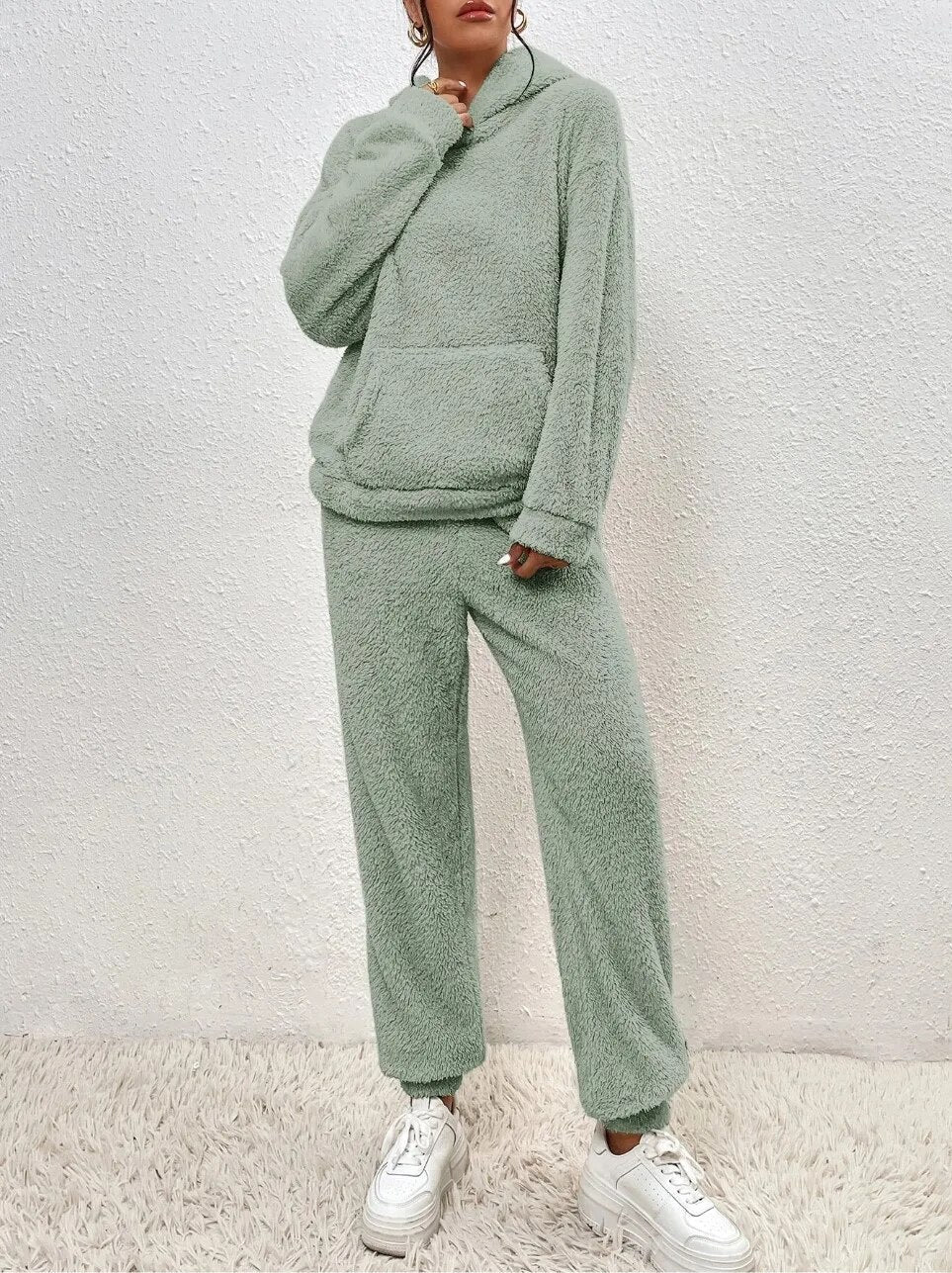 Women's Hooded Teddy Set – Plush Fleece Lounge Suit