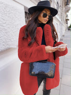 Women's Faux Fur Jacket – Plush Oversized Collar Winter Coat