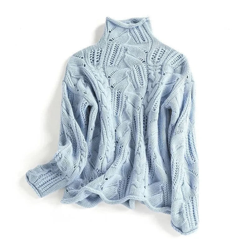 Women's Winter Knit Sweater – Cozy Long Sleeve Pullover