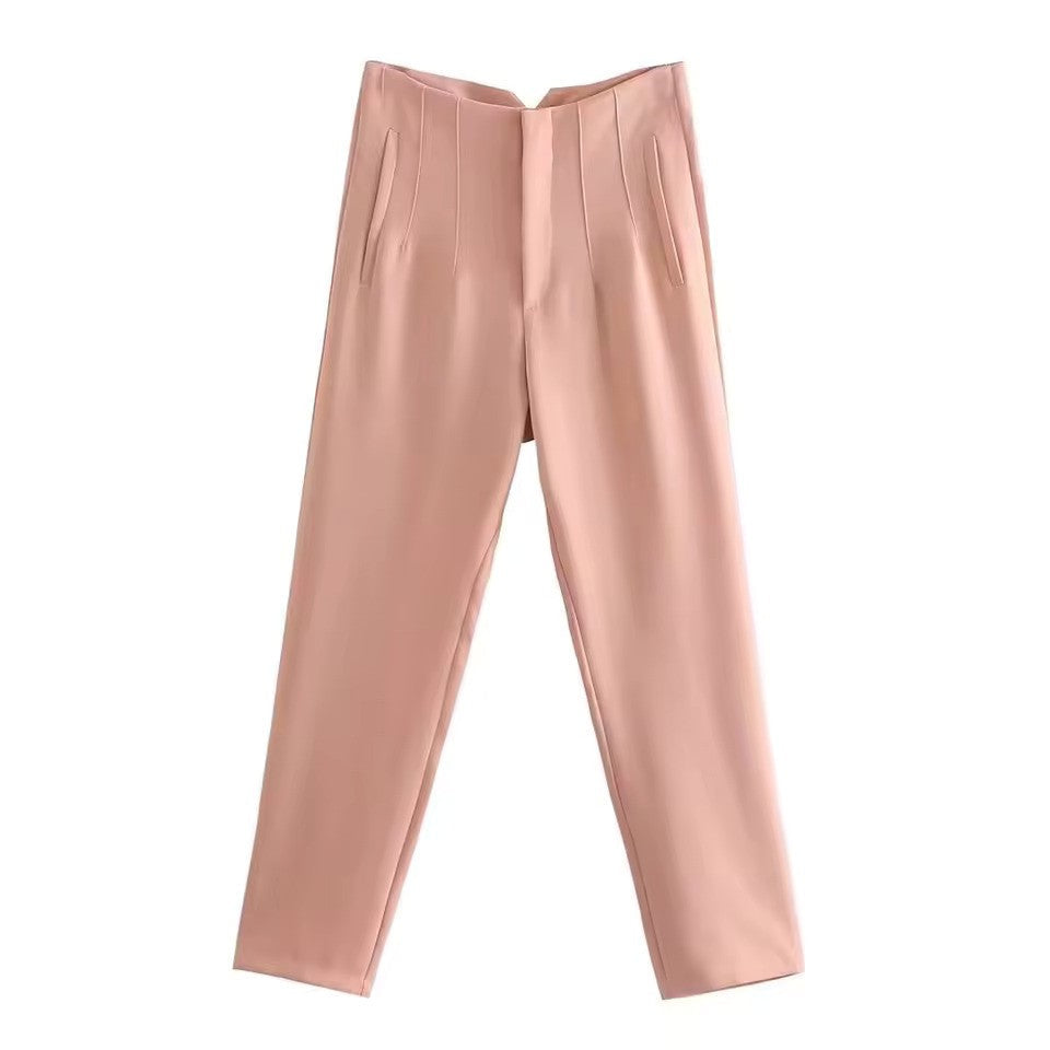 Women's Wrinkle Resistant Trousers – Tailored Straight Leg Dress Pants