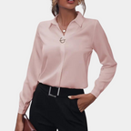 Women's Button Collar Blouse – Long Sleeve Office Shirt Blouse