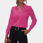 Women's Button Collar Blouse – Long Sleeve Office Shirt Blouse