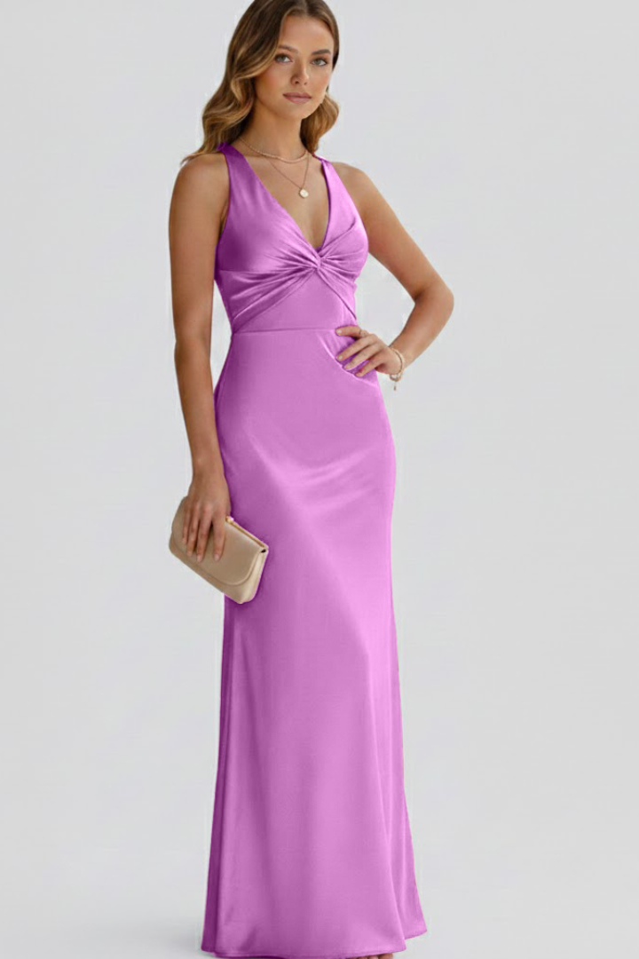 Women's Sleeveless Maxi Dress – Deep V-Neck Evening Dress
