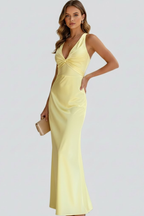 Women's Sleeveless Maxi Dress – Deep V-Neck Evening Dress