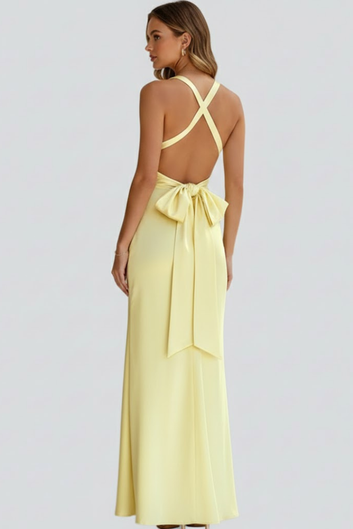 Women's Sleeveless Maxi Dress – Deep V-Neck Evening Dress