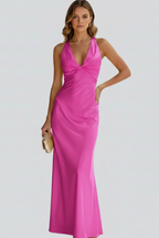 Women's Sleeveless Maxi Dress – Deep V-Neck Evening Dress