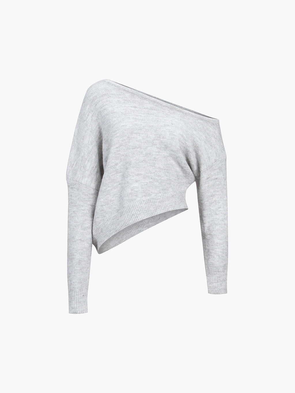 Women's One Shoulder Sweater – Asymmetrical Cropped Ribbed Pullover