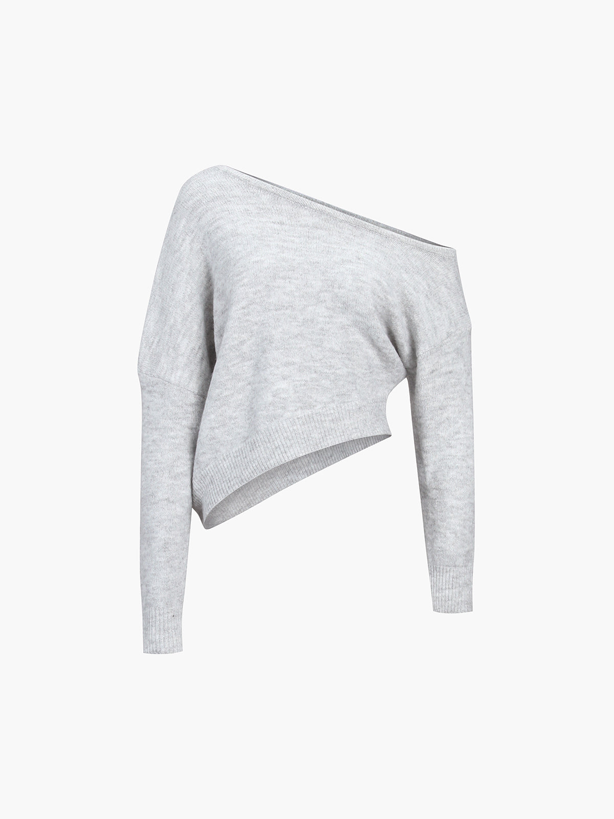 Women's One Shoulder Sweater – Asymmetrical Cropped Ribbed Pullover