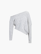 Women's One Shoulder Sweater – Asymmetrical Cropped Ribbed Pullover