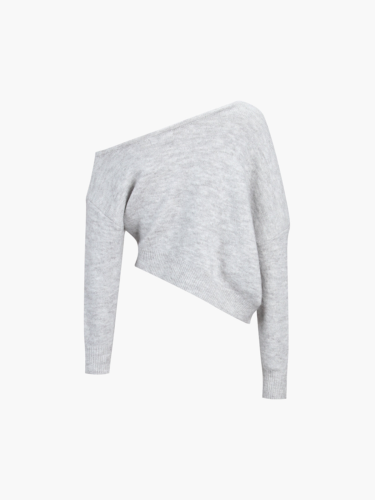 Women's One Shoulder Sweater – Asymmetrical Cropped Ribbed Pullover