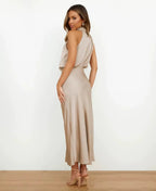 Women's Sleeveless Midi Dress – High Neck Occasion Dress