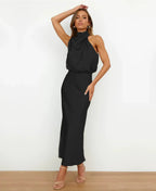 Women's Sleeveless Midi Dress – High Neck Occasion Dress