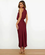 Women's Sleeveless Midi Dress – High Neck Occasion Dress