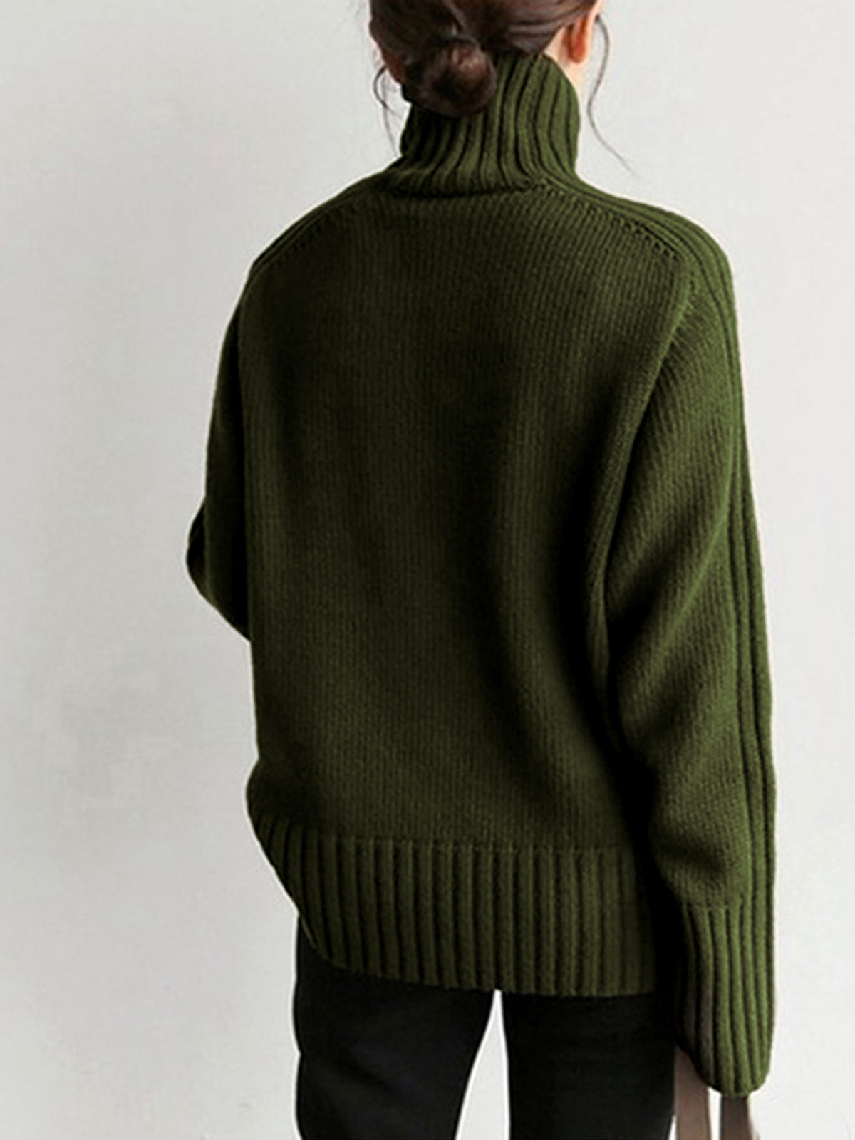 Women's Ribbed High Neck Sweater – Long Sleeve Fitted Knit Pullover