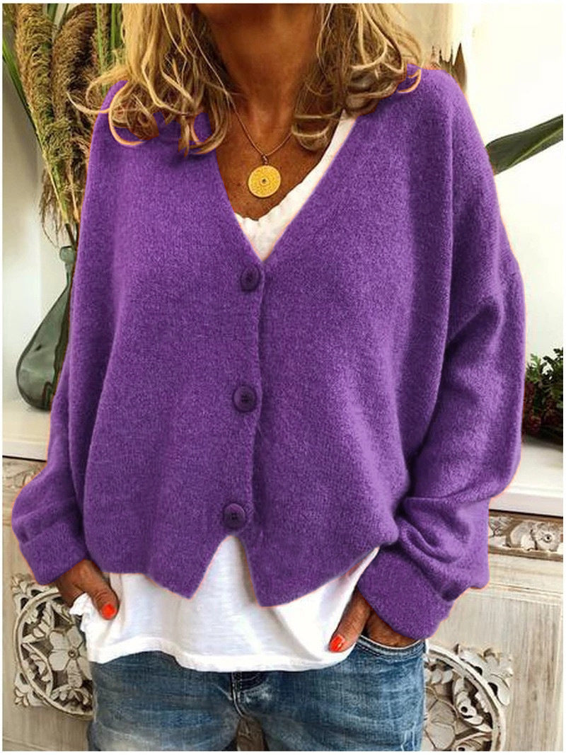 Women's Relaxed Knit Cardigan – Long Sleeve Everyday Cardigan