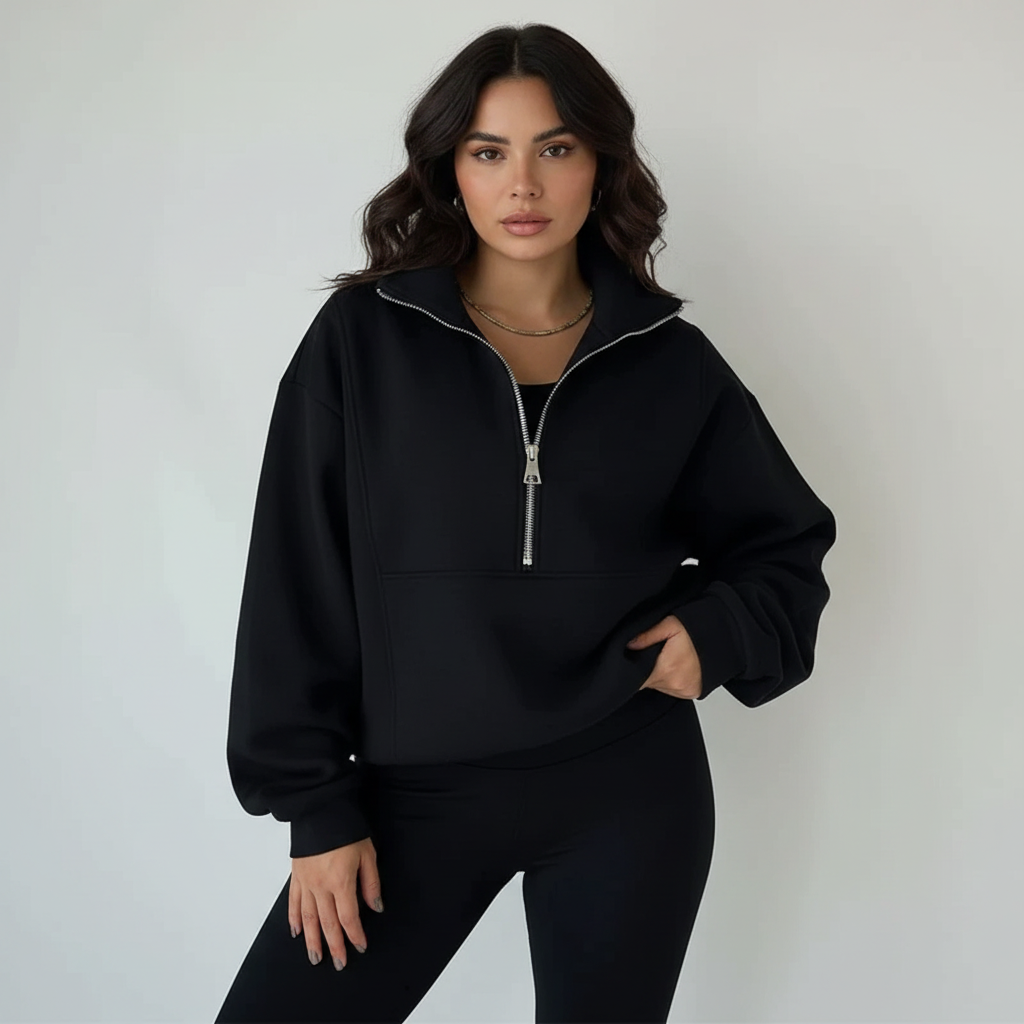 Women's Casual Lounge Set – Half-Zip Sweat Set