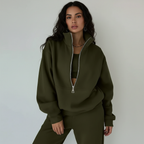 Women's Casual Lounge Set – Half-Zip Sweat Set