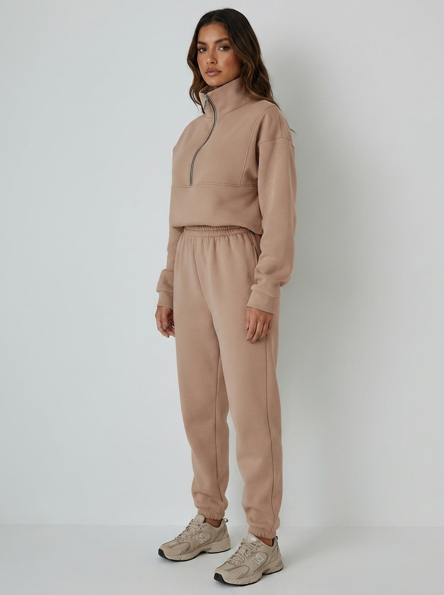 Women's Casual Lounge Set – Half-Zip Sweat Set