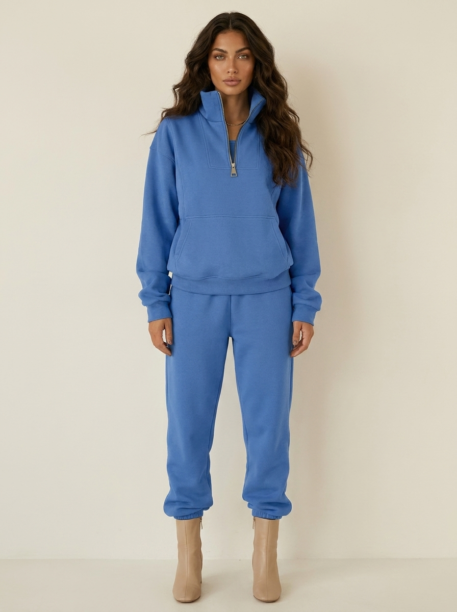 Women's Casual Lounge Set – Half-Zip Sweat Set