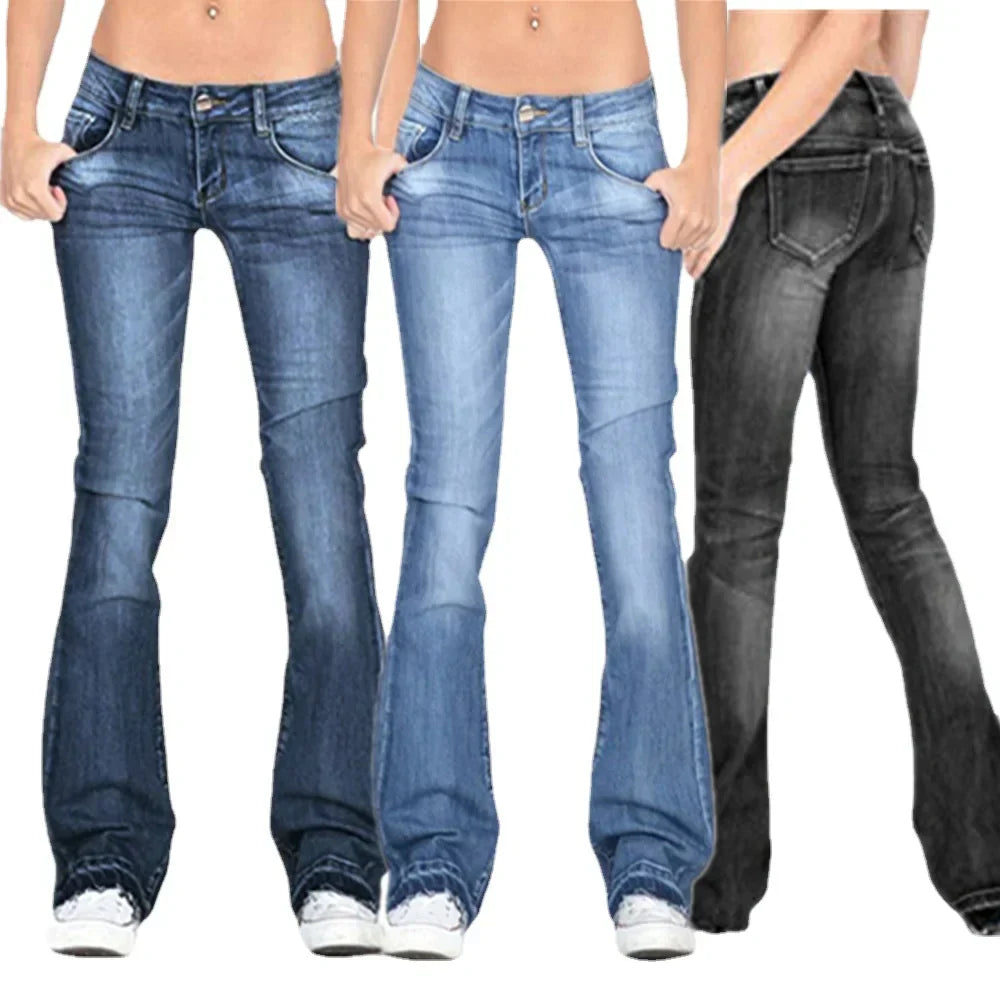 Women's Vintage Flare Jeans – Low Rise Denim Jeans