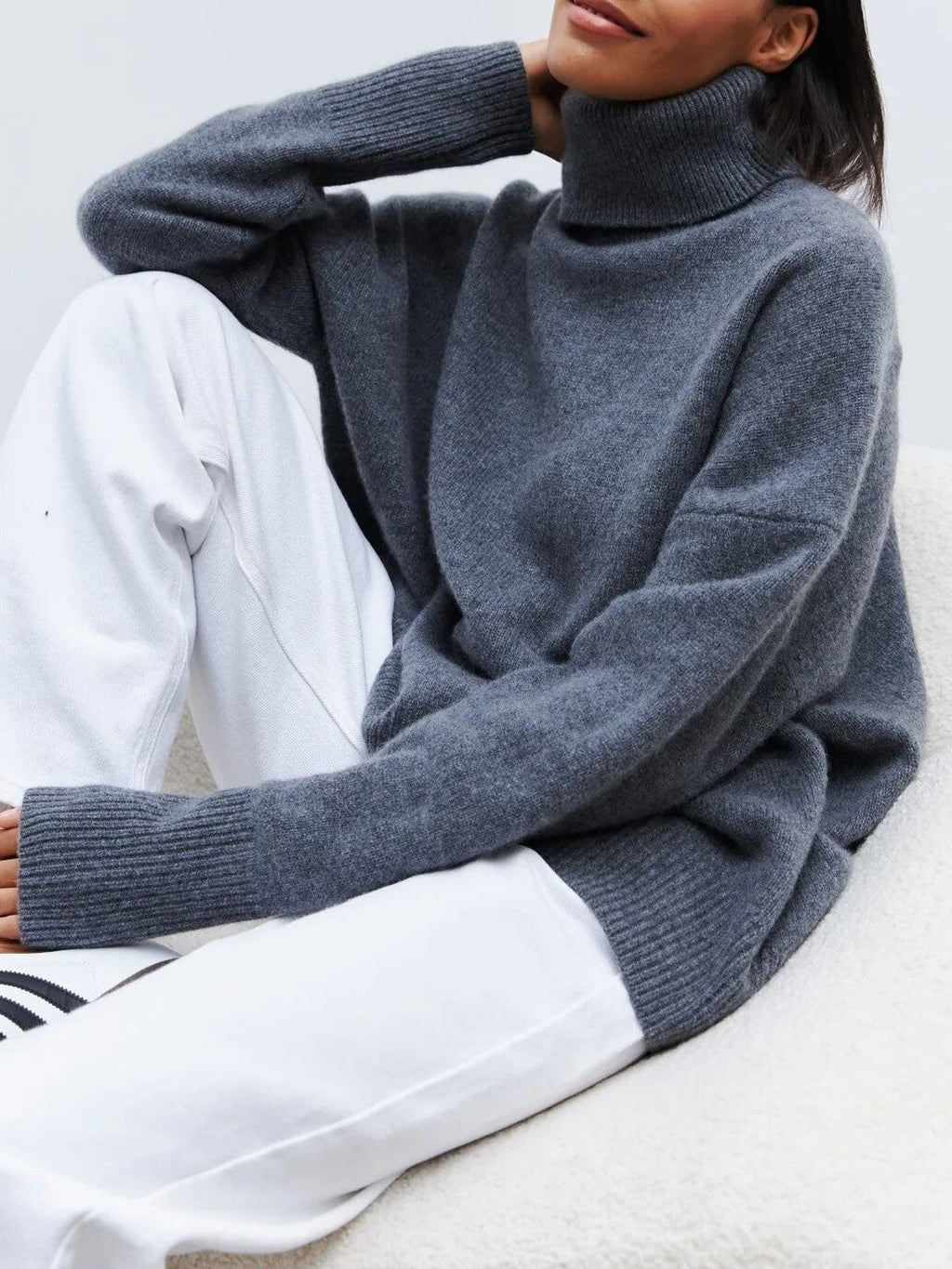 Women's Slouchy Turtleneck Sweater – Oversized High Neck Knit Pullover