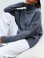 Women's Slouchy Turtleneck Sweater – Oversized High Neck Knit Pullover