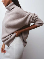 Women's Slouchy Turtleneck Sweater – Oversized High Neck Knit Pullover