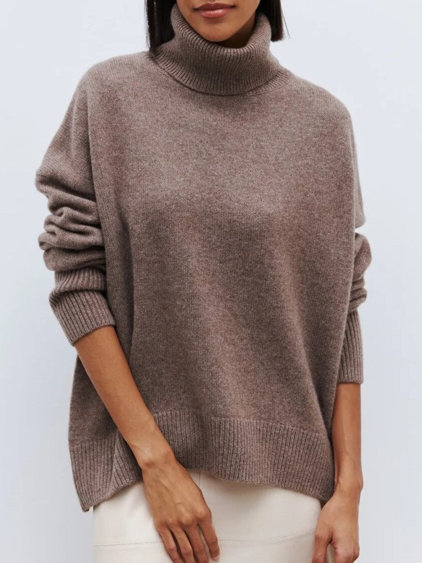 Women's Slouchy Turtleneck Sweater – Oversized High Neck Knit Pullover