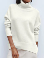 Women's Slouchy Turtleneck Sweater – Oversized High Neck Knit Pullover