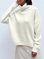 Women's Slouchy Turtleneck Sweater – Oversized High Neck Knit Pullover