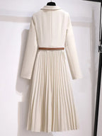 Women's Blazer Midi Dress – Pleated Office Dress